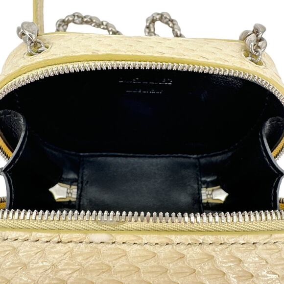 JIL SANDER Tradition Mini Snakeskin Chain Crossbody Bag in Ivory - Picture 7 of 12